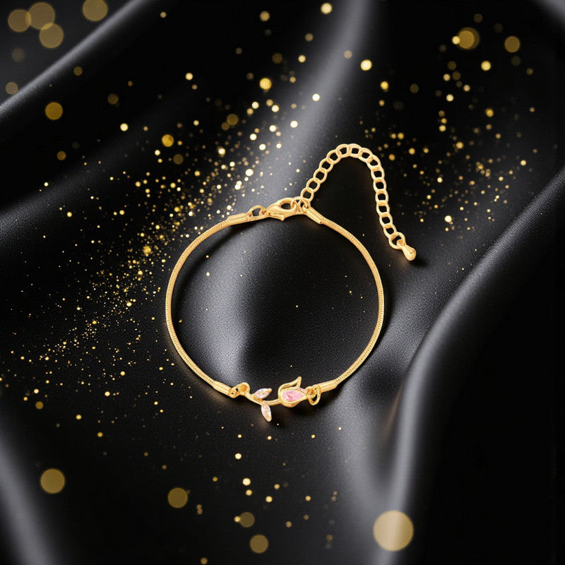 Pulsera Dorada "Tulipan Always Rosa"