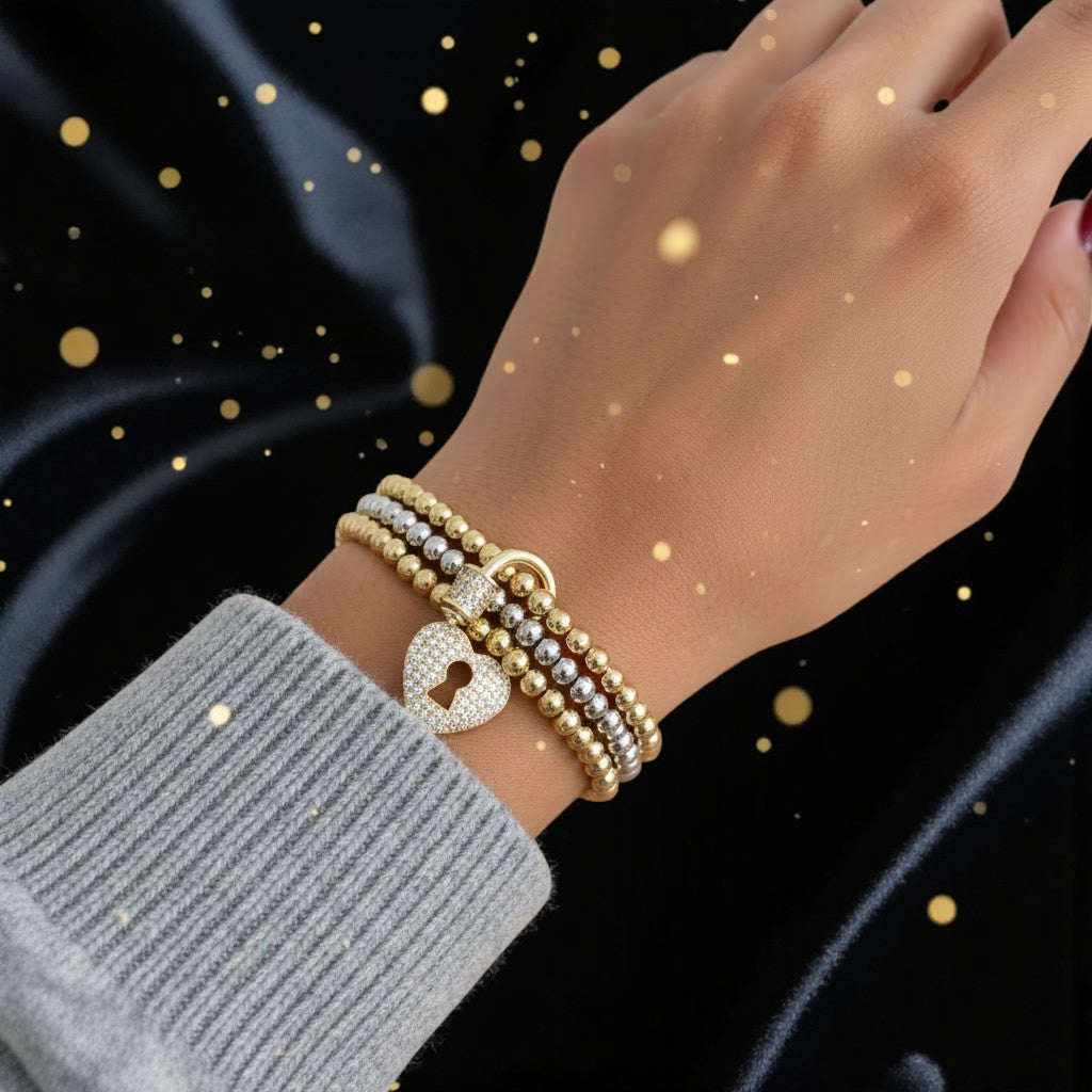 Pulsera Bitono "Esencia Trinity" Heart Lock