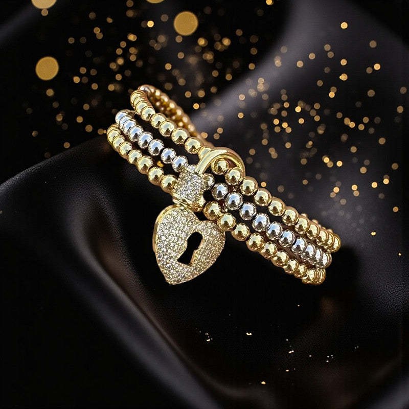 Pulsera Bitono "Esencia Trinity" Heart Lock