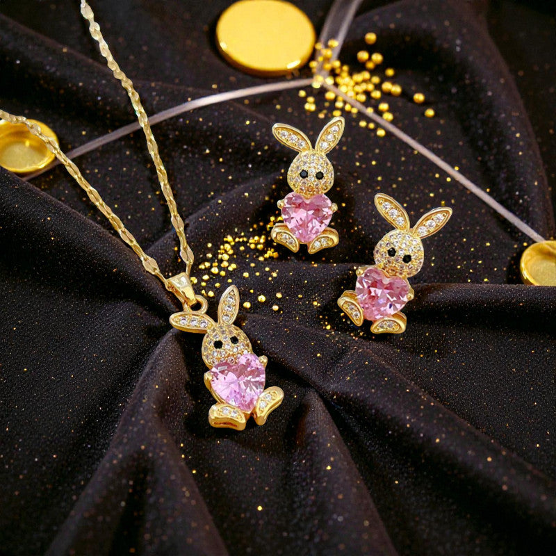 Conjunto Dorado 2 piezas "Pink Bunny Love"