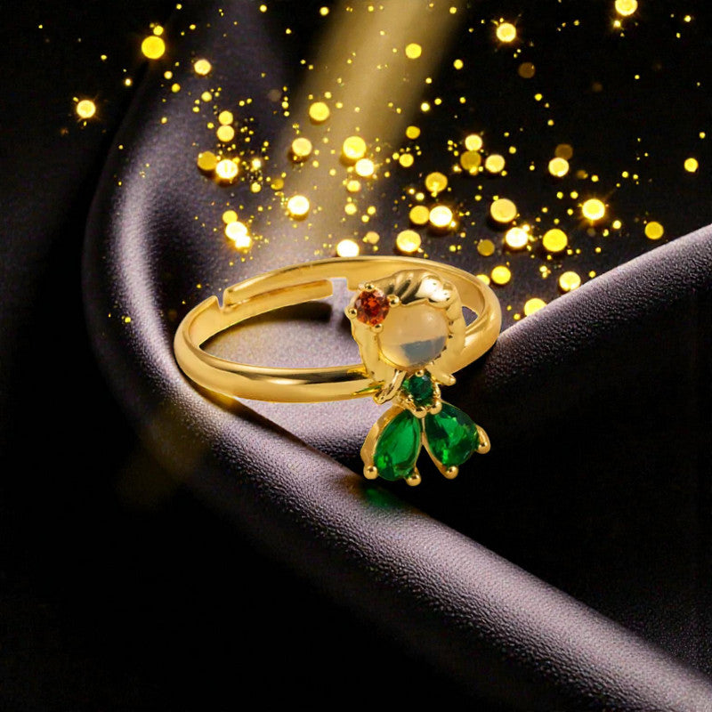 Anillo Dorado Princesa de Cristal Verde