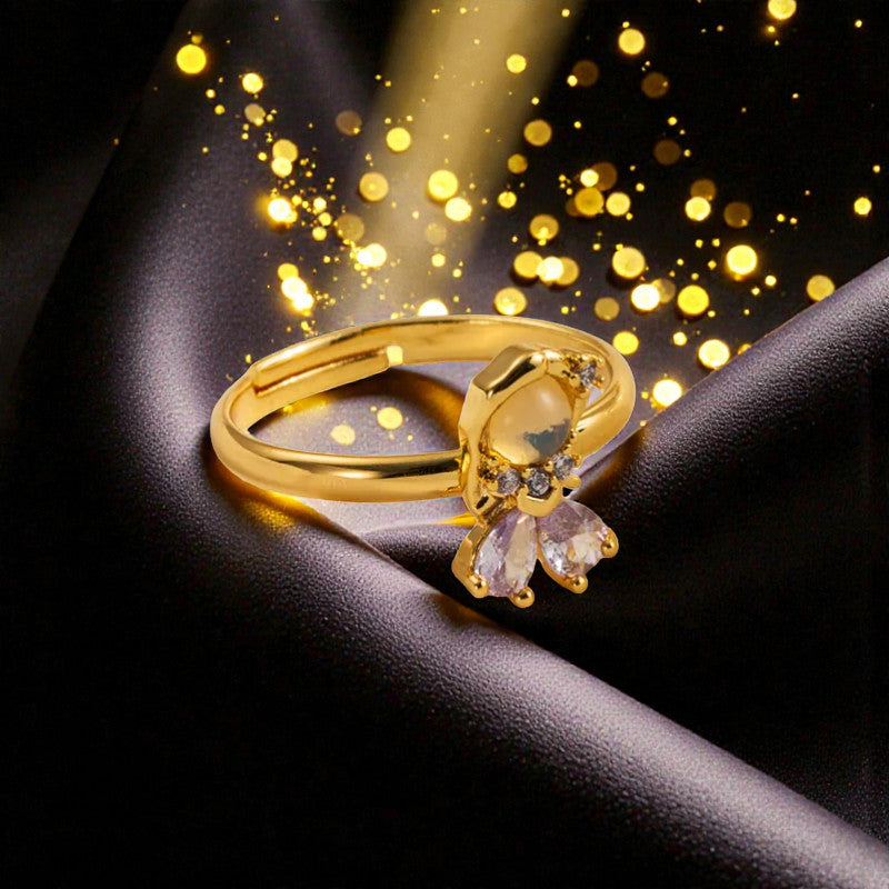 Anillo Dorado Princesa de Cristal Purpura