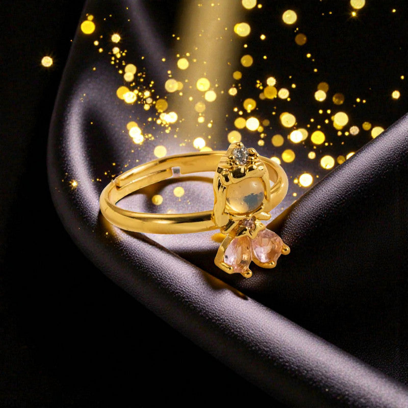 Anillo Dorado Princesa de Cristal Rosa