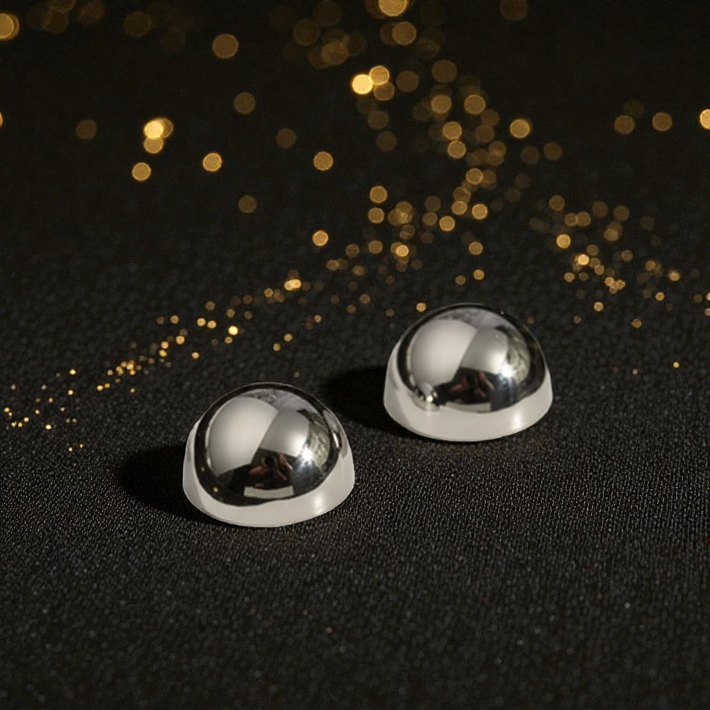 Aretes Media Esfera "Luna Mirror" en Acero Inoxidable