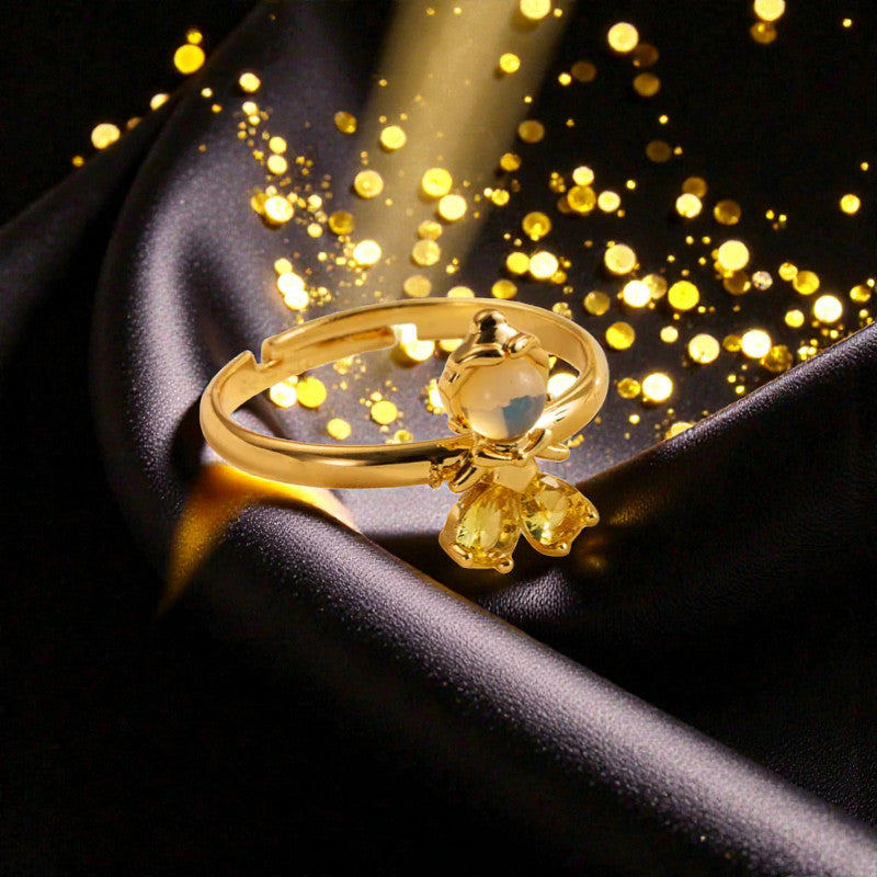 Anillo Dorado Princesa de Cristal Amarillo Blanco