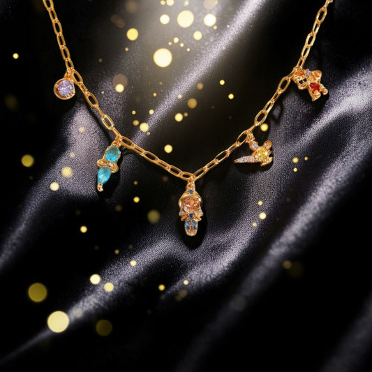 Pulsera Dorada Azul "Princesitas"