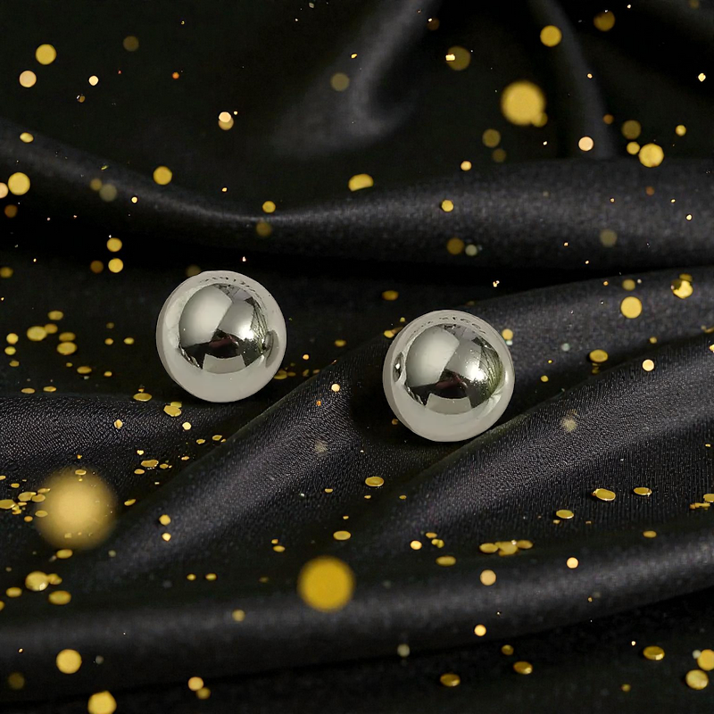 Aretes Media Esfera "Luna Mirror" en Acero Inoxidable