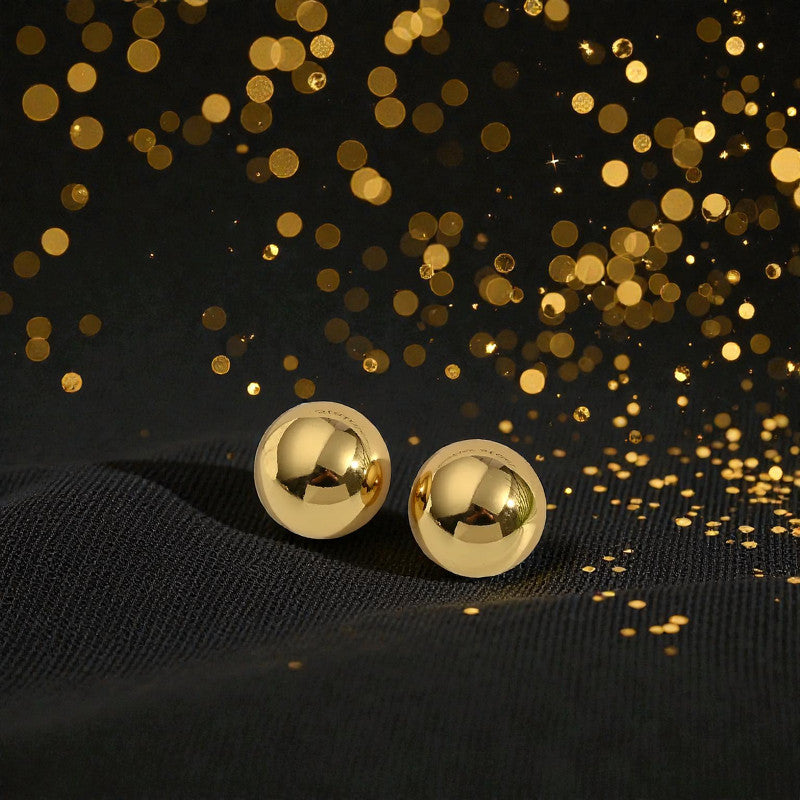 Aretes Media Esfera "Luna Mirror" en Dorado 22 mm