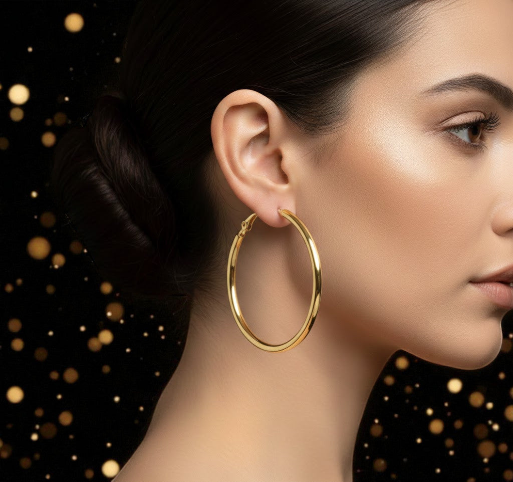 Arracadas de Aro "Essential Gold" de Tubo Grueso 50mm