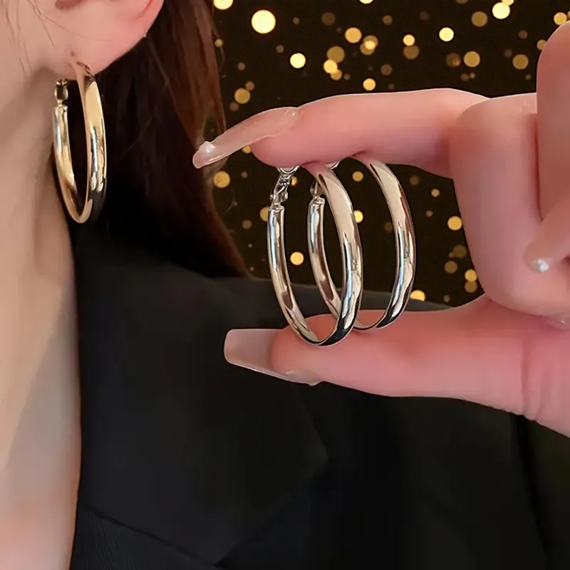 Arracadas de Aro "Essential Gold" de Tubo Grueso 40mm