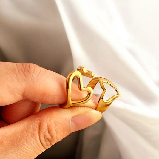 Anillo Pareja De Corazones Dorados / couple Hearts