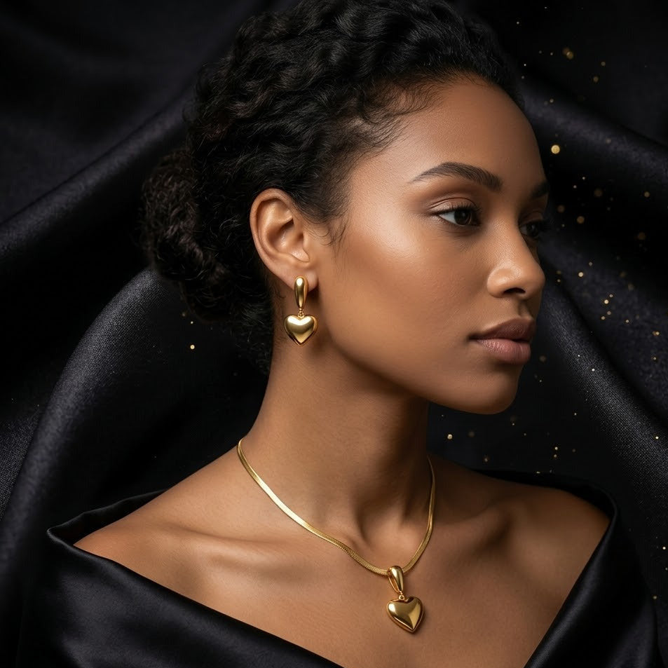 Conjunto - Aretes/Collar Gran Amor Eterno Dorado / Great Eternal Love