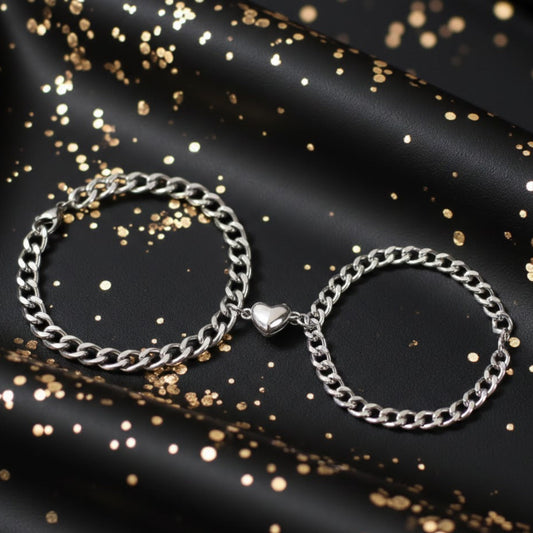 Par de Pulseras Plateadas "Promesa de Dos"