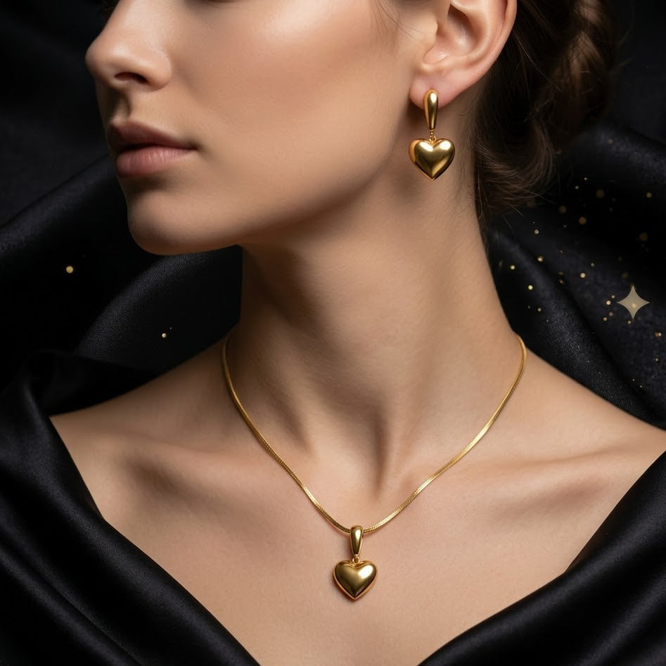 Conjunto - Aretes/Collar Gran Amor Eterno Dorado / Great Eternal Love