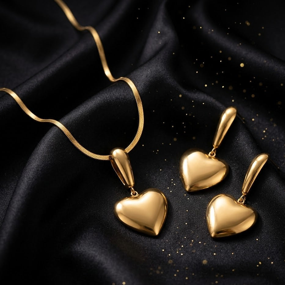 Conjunto - Aretes/Collar Gran Amor Eterno Dorado / Great Eternal Love