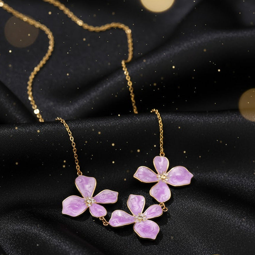 Collar Dorado "Floral Púrpura"