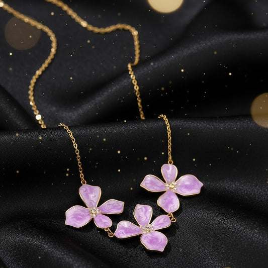 Collar Dorado "Floral Púrpura"