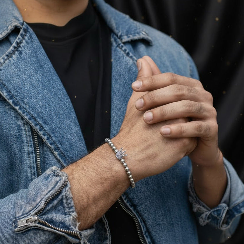 Pulsera Plateada Circonita "King of Kigs"