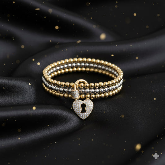 Pulsera Bitono "Esencia Trinity" Heart Lock