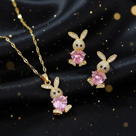 Conjunto Dorado 2 piezas "Pink Bunny Love"