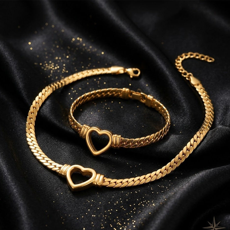 Conjunto Dorado 2 Piezas "Corazon Chesed"