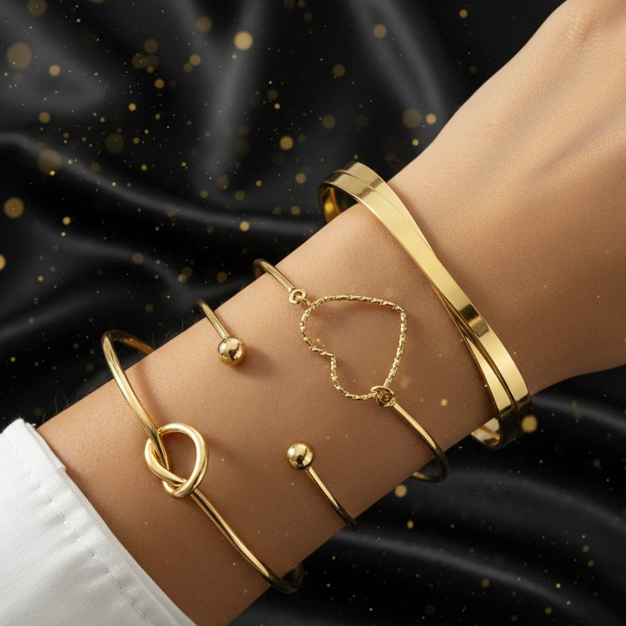 Set de 4 Pulseras Doradas "Cuatro Vientos"