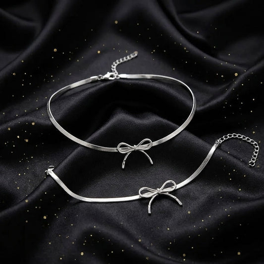 Conjunto Plateado 2 Piezas "Lazo de Gracia"