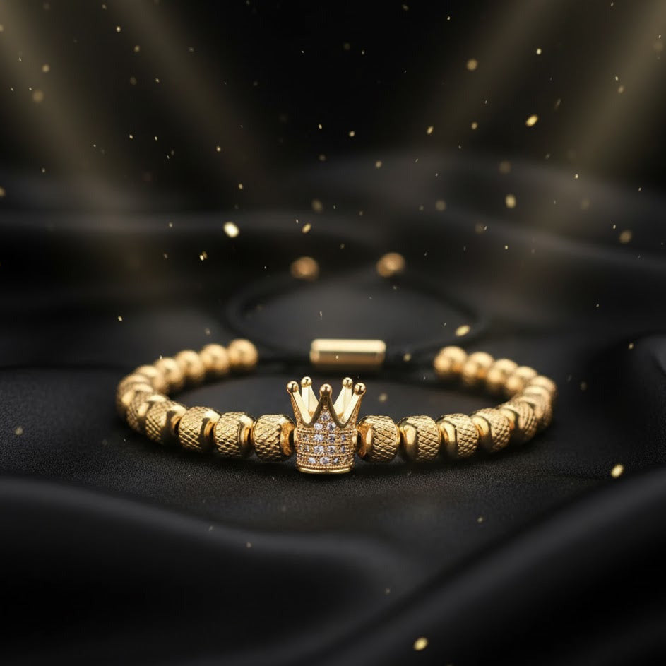 Pulsera Dorada Circonita "King of Kigs"