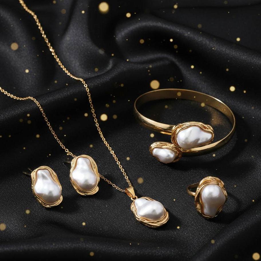 Conjunto Dorado de 4 piezas "Luxe Abstract"